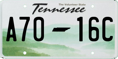 TN license plate A7016C