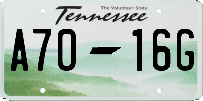 TN license plate A7016G