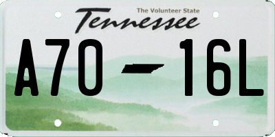 TN license plate A7016L