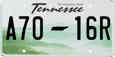 TN license plate A7016R