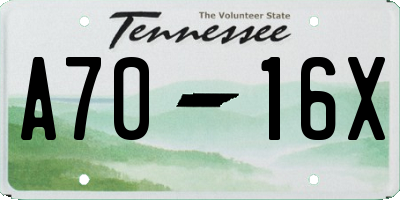 TN license plate A7016X