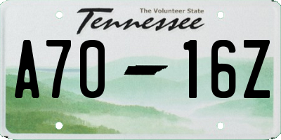 TN license plate A7016Z