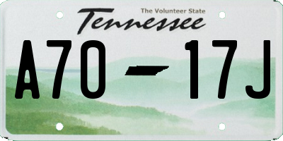 TN license plate A7017J
