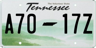 TN license plate A7017Z