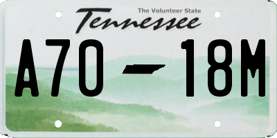 TN license plate A7018M