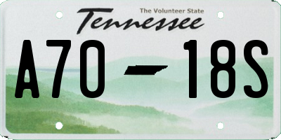 TN license plate A7018S