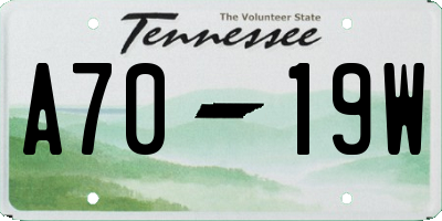 TN license plate A7019W