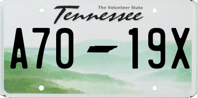 TN license plate A7019X
