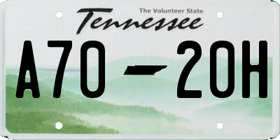 TN license plate A7020H