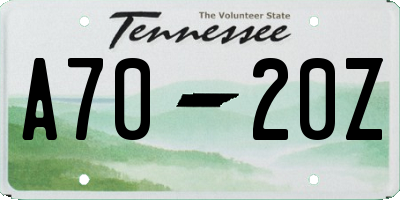 TN license plate A7020Z