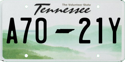 TN license plate A7021Y