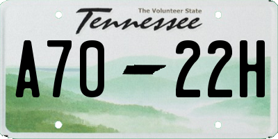 TN license plate A7022H