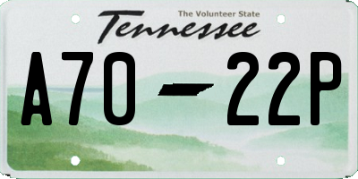 TN license plate A7022P
