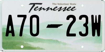 TN license plate A7023W