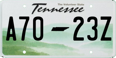 TN license plate A7023Z