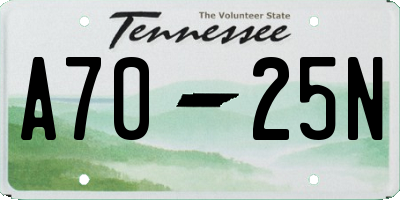 TN license plate A7025N