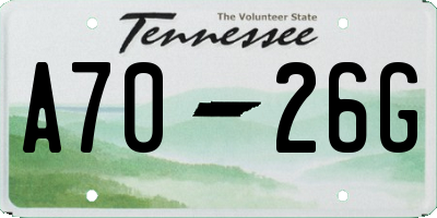 TN license plate A7026G