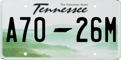 TN license plate A7026M