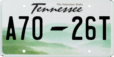 TN license plate A7026T
