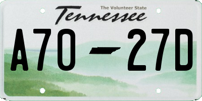 TN license plate A7027D