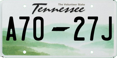 TN license plate A7027J
