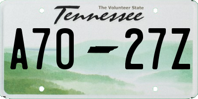 TN license plate A7027Z