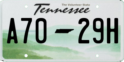 TN license plate A7029H
