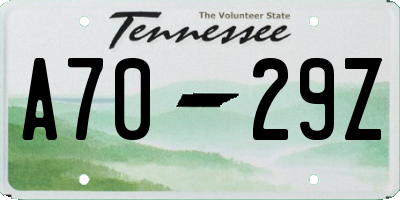 TN license plate A7029Z