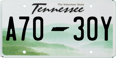TN license plate A7030Y