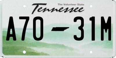 TN license plate A7031M