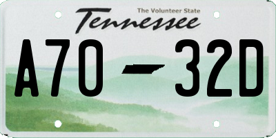 TN license plate A7032D