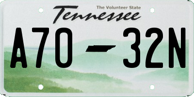 TN license plate A7032N