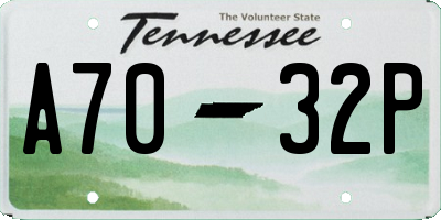 TN license plate A7032P