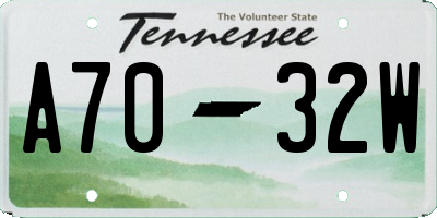 TN license plate A7032W