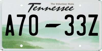 TN license plate A7033Z