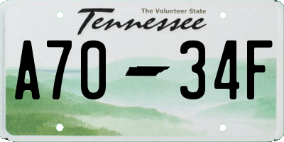 TN license plate A7034F