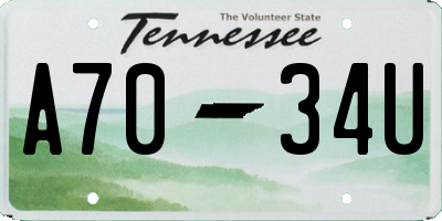TN license plate A7034U