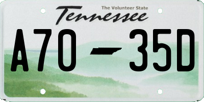 TN license plate A7035D