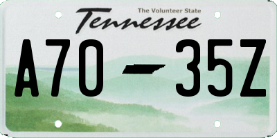 TN license plate A7035Z