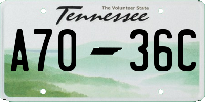 TN license plate A7036C