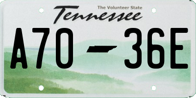 TN license plate A7036E