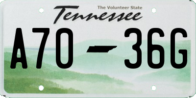 TN license plate A7036G