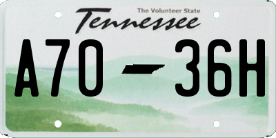 TN license plate A7036H