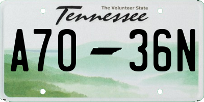 TN license plate A7036N