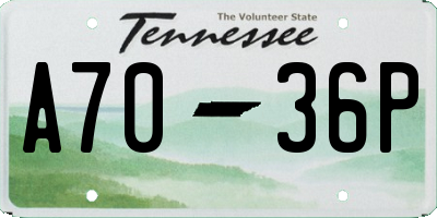 TN license plate A7036P