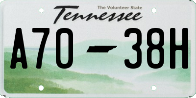 TN license plate A7038H