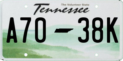 TN license plate A7038K
