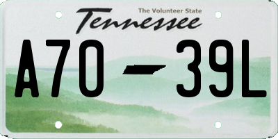TN license plate A7039L