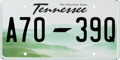 TN license plate A7039Q