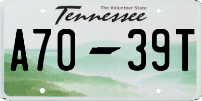 TN license plate A7039T